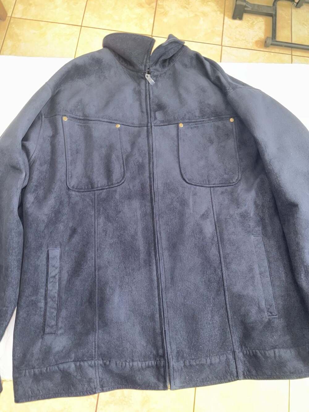 Celebrity Faux Suede Full Zip Jacket Men’s 2XL Black Soft Touch Coat
